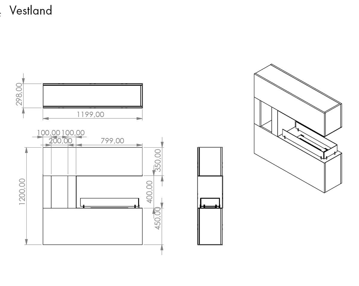 Glow Fire Ethanolkamin Vestland